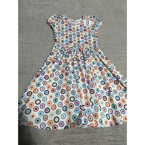 Dot Dot Smile Dress Girl’s Size 5/6 White Geometric Polka dot Short Sleeve - Picture 1 of 12